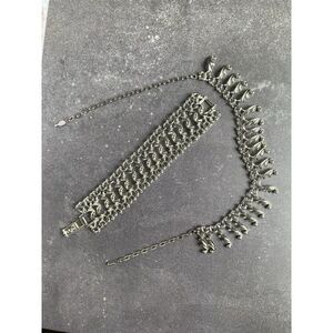 Sarah Coventry Fancy Free Necklace and Bracelet Set Silvertone, Vintage